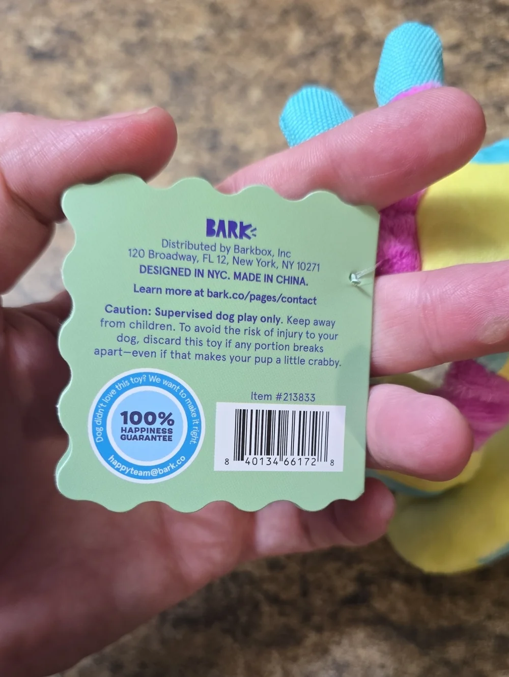 Bark Yellow, Blue, Pink Plush Moe The Mosaic Crab Dog Toy NWT SMALL 0-20 Pounds